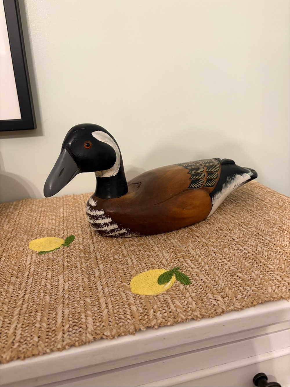 Vintage Wood Canada Goose Decoy Hand Painted Solid Wooden Bird 14 Inch Rustic